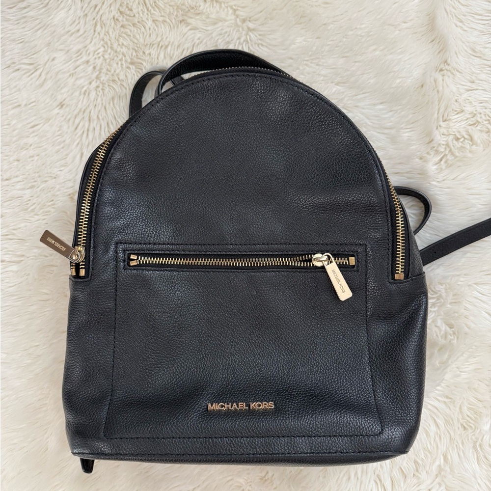 Michael Kors Black Pebbled Leather Backpack